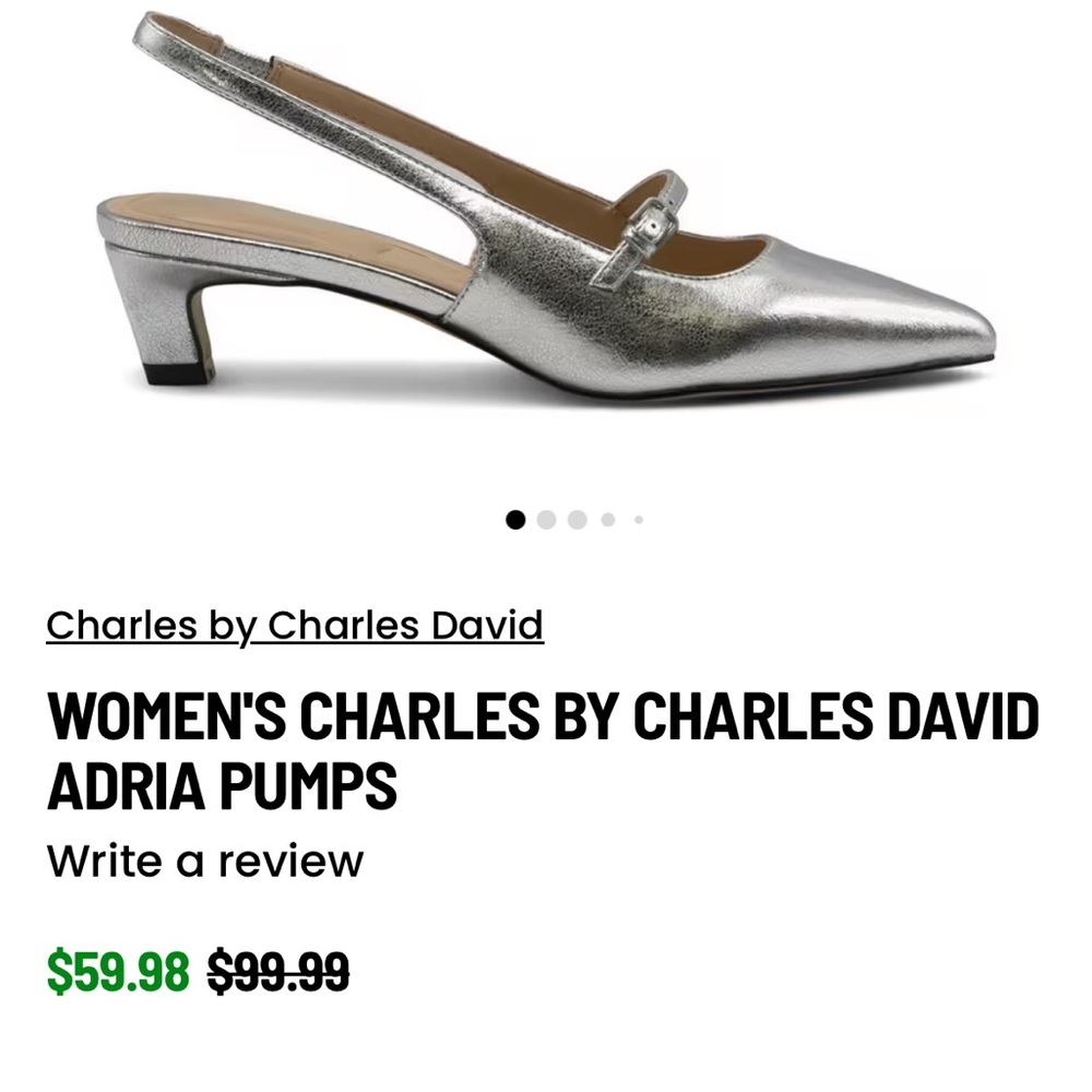 NEW Charles by Charles David Silver Adria pumps